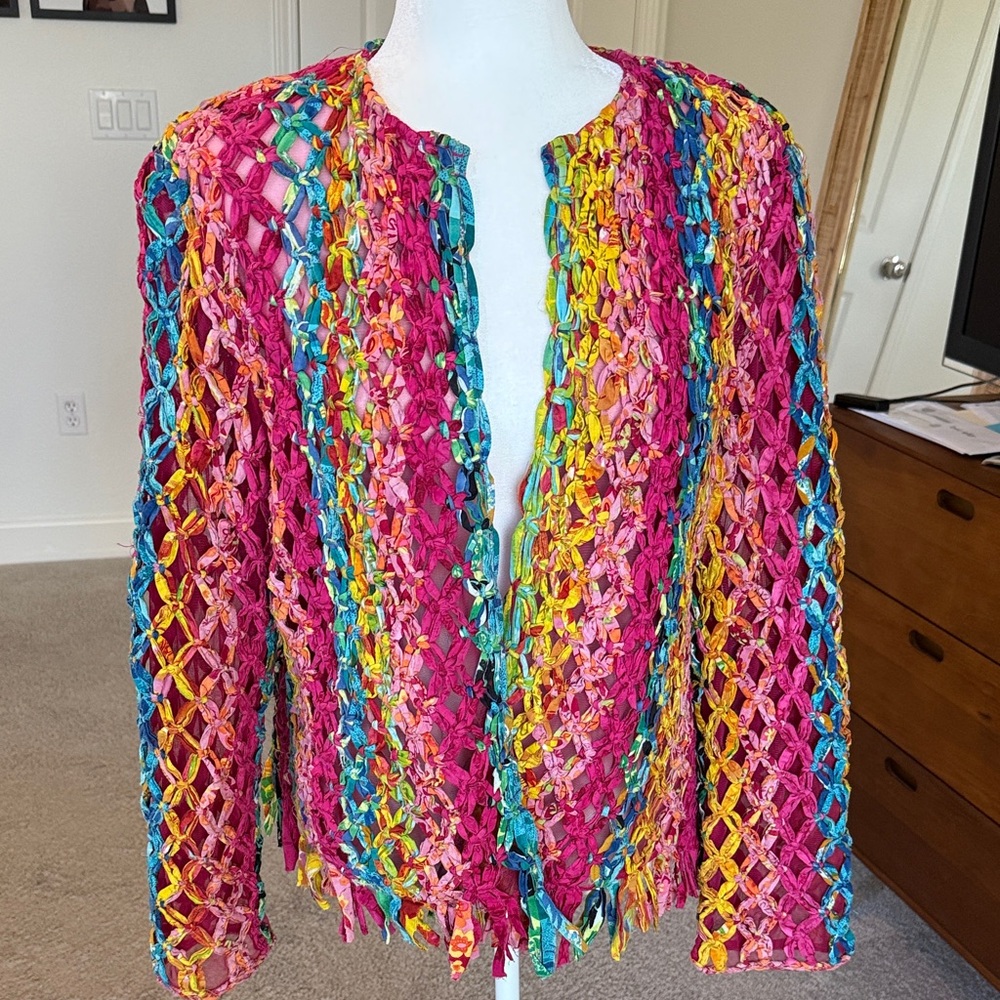 Vintage Colorful Open Weave Jacket